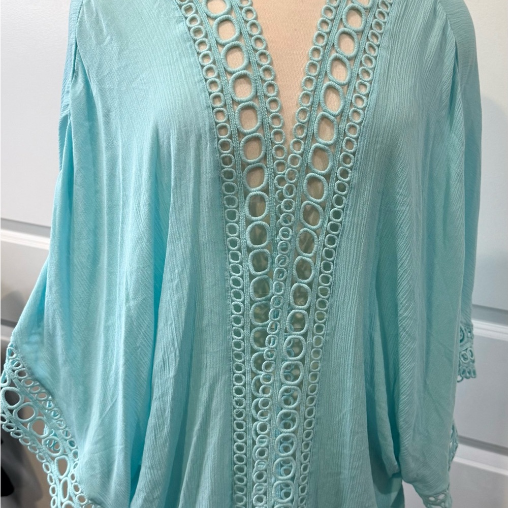 La Blanca Light Blue Eyelet Swim Cover-Up